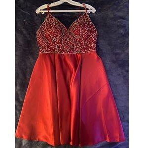 Prom girl, wine red with silver sparkles, size L